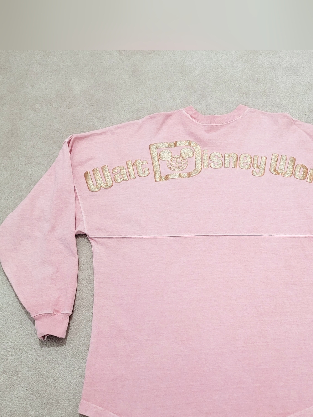 Disney Spirit Jersey Pink Oversized Shirt Women’s Small Gold Glitter Walt Disney - Picture 12 of 13